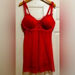 PLUS SZ Sexy & Gorgeous All-Lace Red Chemise Baby Doll Lingerie 2X